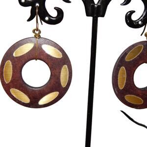 BoHo Wood & Metal Donut Earrings